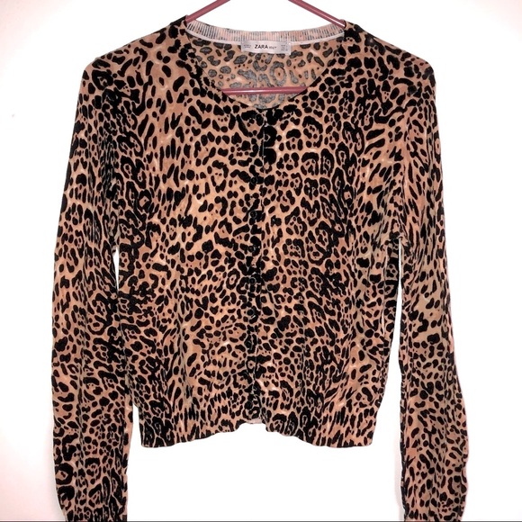 Zara Sweaters - Zara knit cardigan cheetah leopard print large